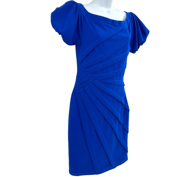 NIKIBIKI Women's Royal Blue Short Sleeve Sheath Dress Back Zip Size Small - Picture 6 of 14